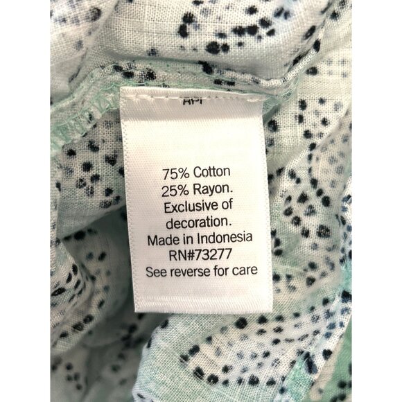 NWOT Lauren Conrad Green Printed Bohemian Blouse XS Off Shoulder Beachy Casual - Picture 5 of 6